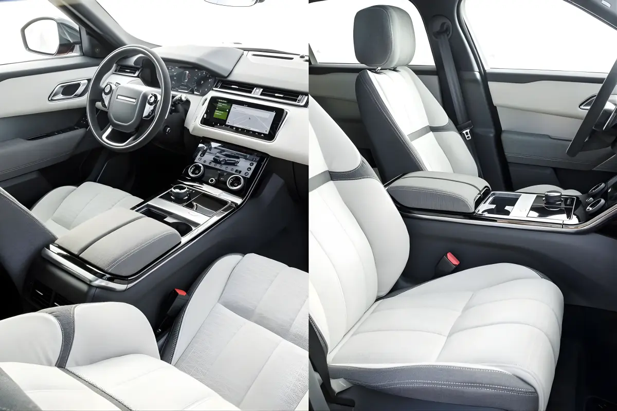 Clean white leather car seats and cabin after Car Ninza sustainable seats care